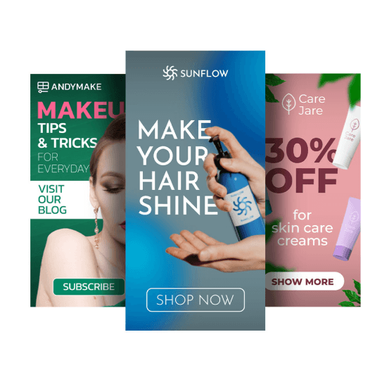 Advertising templates for the cosmetics industry