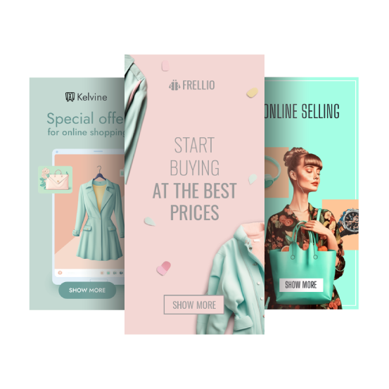 Banners promoting sales and discounts